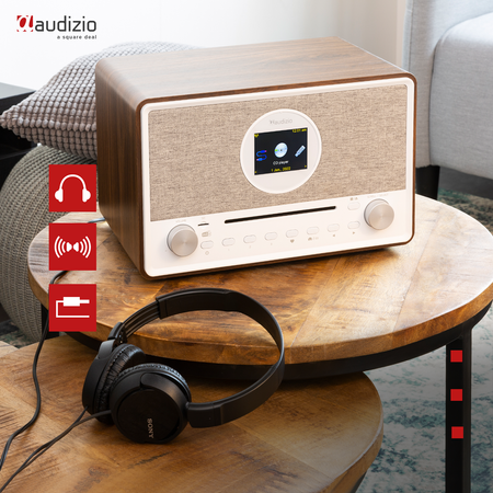 Audizio Lucca stereofoniczne radio DAB z CD, radiem internetowym, BT, MP3 - brązowe