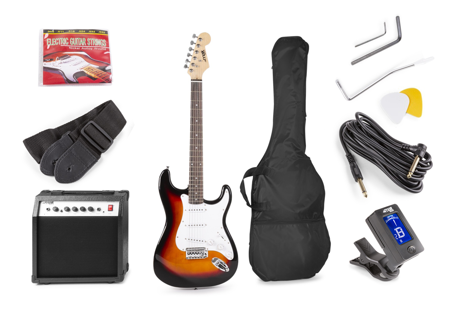 Gitara elektryczna Gigkit Sunburst podpalana+ akcesoria/ zestaw